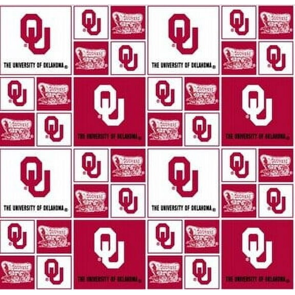 University of Oklahoma Fabric Fine Cotton Classic Geometric Design-Sold by the Yard