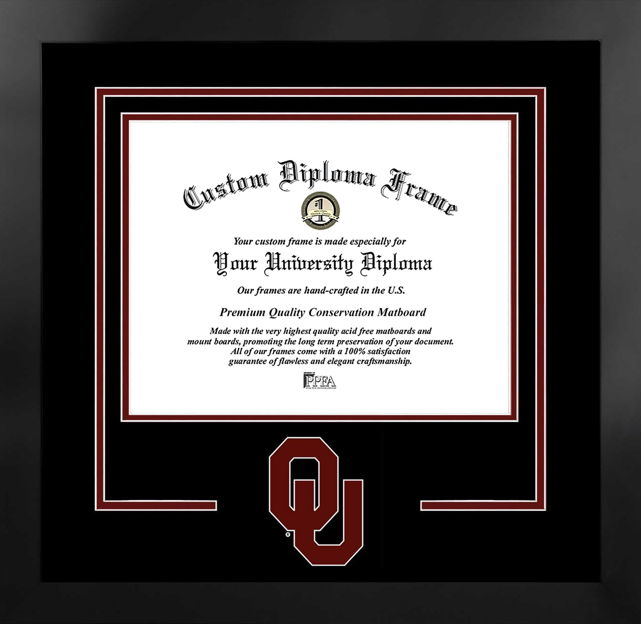 University of Oklahoma Sooners 11w x 8.5h Spirit Diploma Manhattan Black Frame with Bonus Campus Images Lithograph (value savings $59)