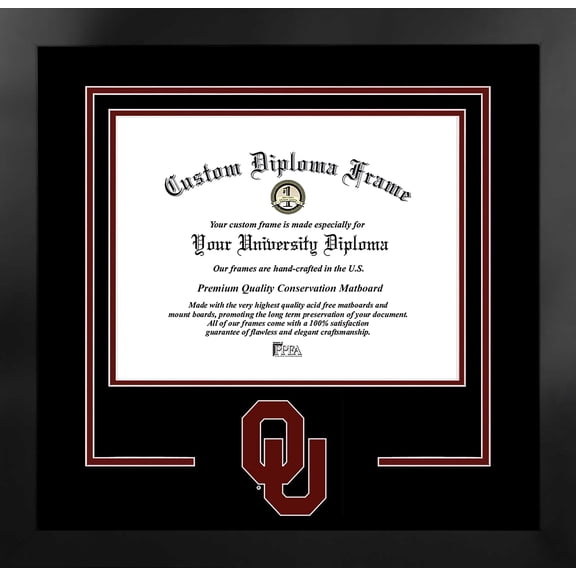 University of Oklahoma Sooners 11w x 8.5h Spirit Diploma Manhattan Black Frame with Bonus Campus Images Lithograph (value savings $59)