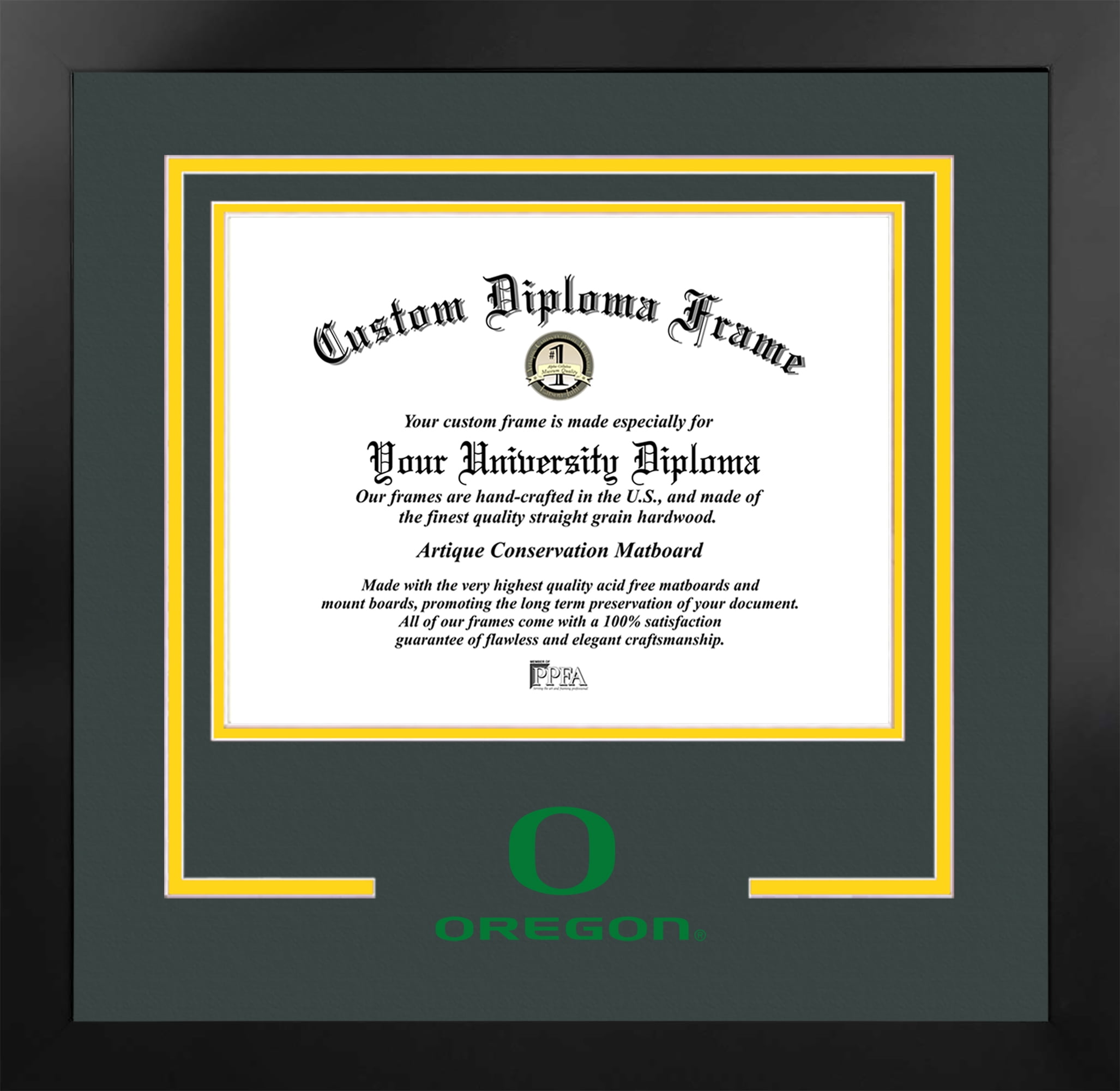 University of Oregon 11w x 8.5h Spirit Diploma Manhattan Black Frame with Bonus Campus Images Lithograph (value savings $59)
