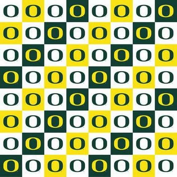 University of Oregon Cotton Fabric with Collegiate Check Pattern-Sold by the Yard
