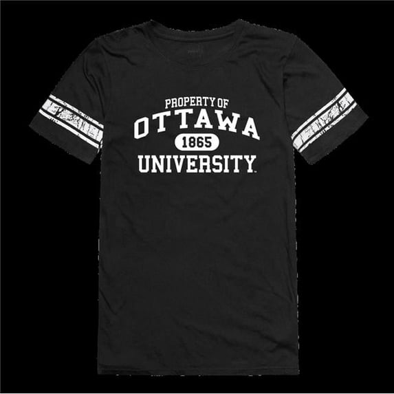 University of Ottawa Braves Women Property Football T-Shirt, Black - Extra Large