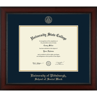 University of Pittsburgh School of Social Work Diploma Frame, Document Size 11" x 8.5"