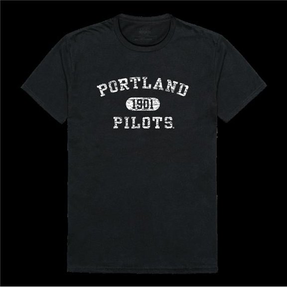 University of Portland Pilots Distressed Arch College T-Shirt, Black - Large