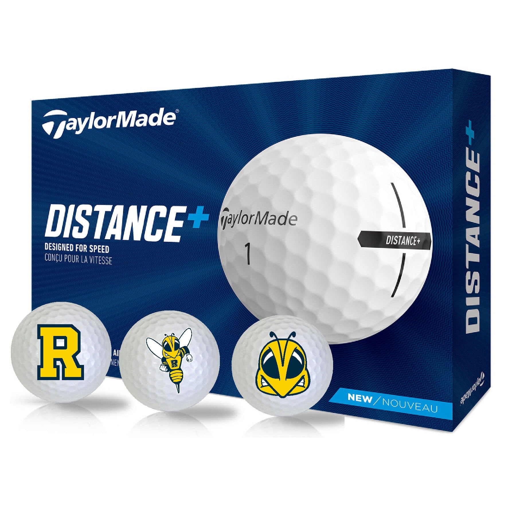 University of Rochester Yellowjackets Logo Edition Taylormade Distance+ Golf Balls 12-Pack (Dozen)