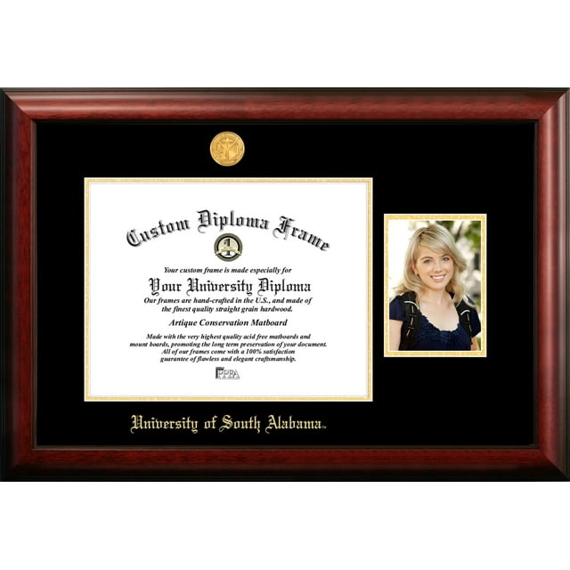 University of South Alabama 15w x 12h Gold Embossed Diploma Frame with 5 x7 Portrait