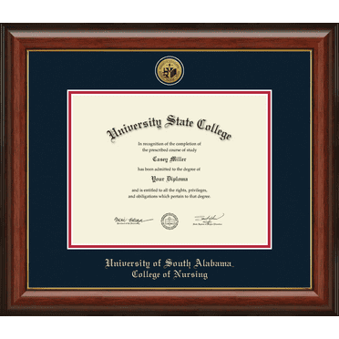 University of South Alabama College of Nursing Diploma Frame, Document Size 11" x 8.5"