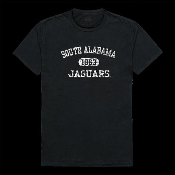 University of South Alabama Jaguars Distressed Arch College T-Shirt, Black - Medium