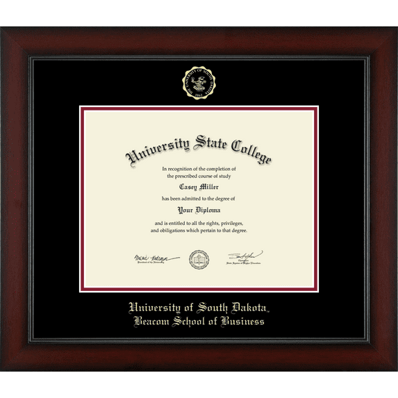 University of South Dakota Beacom School of Business Diploma Frame, Document Size 11" x 8.5"