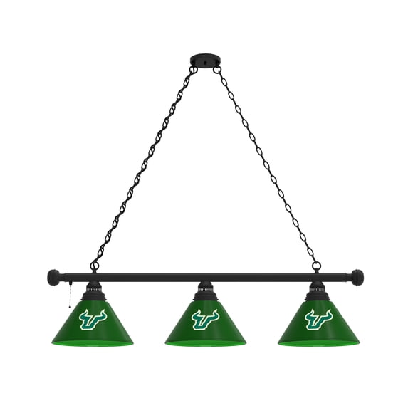 University of South Florida 3 Shade Billiard Light with Black Fixture