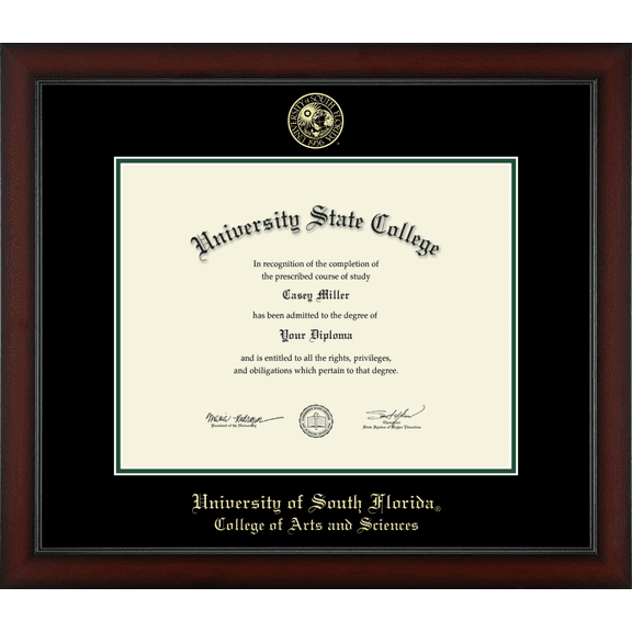University of South Florida College of Arts and Sciences Diploma Frame, Document Size 14" x 11"