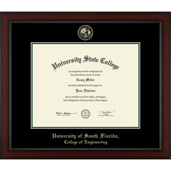 University of South Florida College of Engineering Diploma Frame, Document Size 14" x 11"