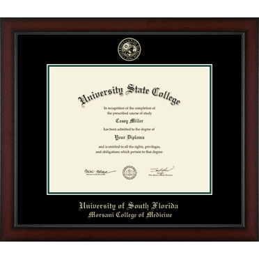 University of South Florida Morsani College of Medicine Diploma Frame, Document Size 14" x 11"