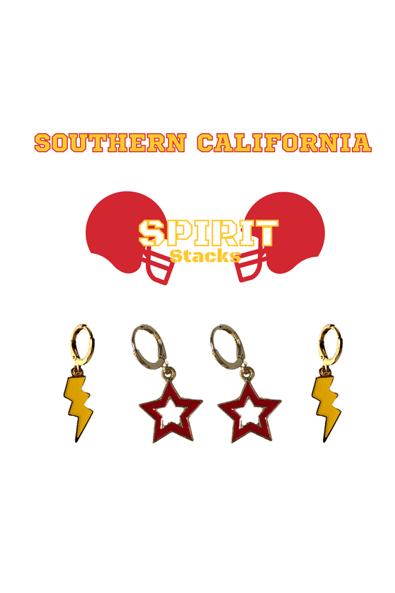 University of Southern California Spirit Earring Stack golden yellow | red