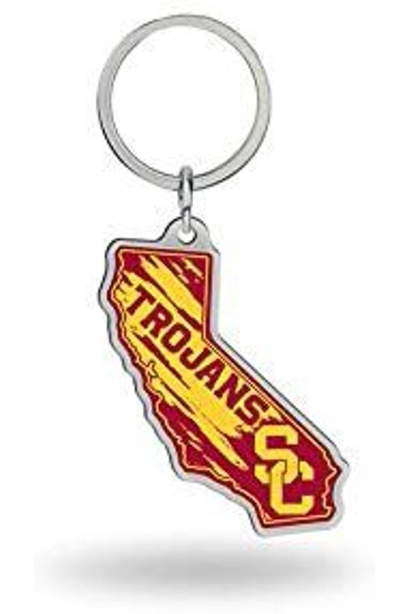 University of Southern California Trojans USC Metal Keychain State Shape Design