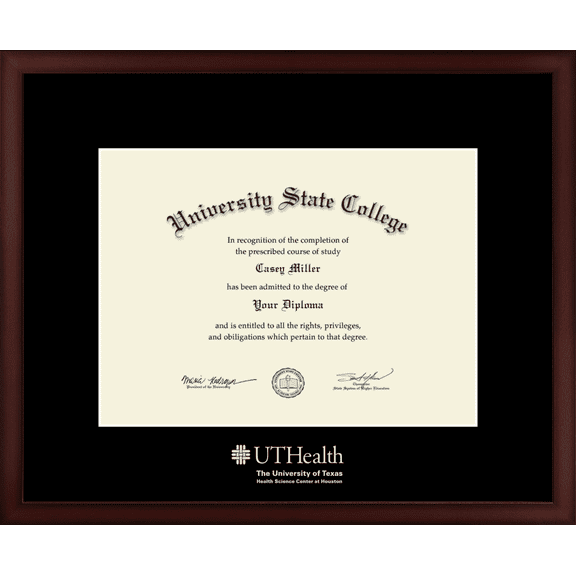University of Texas Health Science Center at Houston Diploma Frame, Document Size 16.25" x 12"