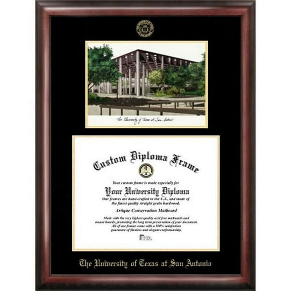 University of Texas, San Antonio 11" x 14" Gold Embossed Diploma Frame with Campus Images Lithograph