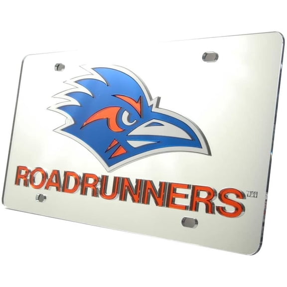 University of Texas San Antonio Roadrunners UTSA Premium Laser Cut Tag License Plate, Mirrored Acrylic Inlaid, 6x12 Inch