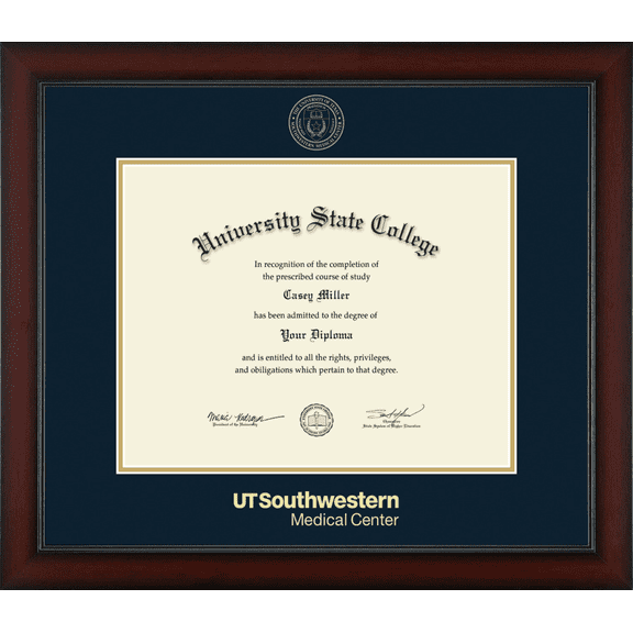University of Texas Southwestern Medical Center Diploma Frame, Document Size 14" x 11"