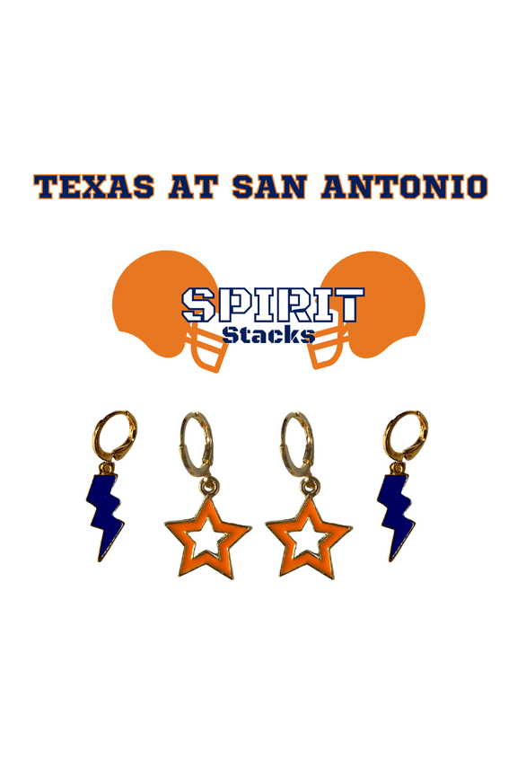University of Texas at San Antonio Spirit Stack navy mini enamel bolts and orange statement open starboys