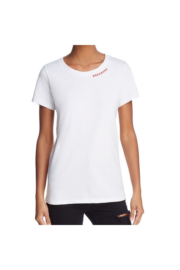 University of Today Dreamers of Tomorrow Womens Letter Print Graphic T-Shirt, White, Medium