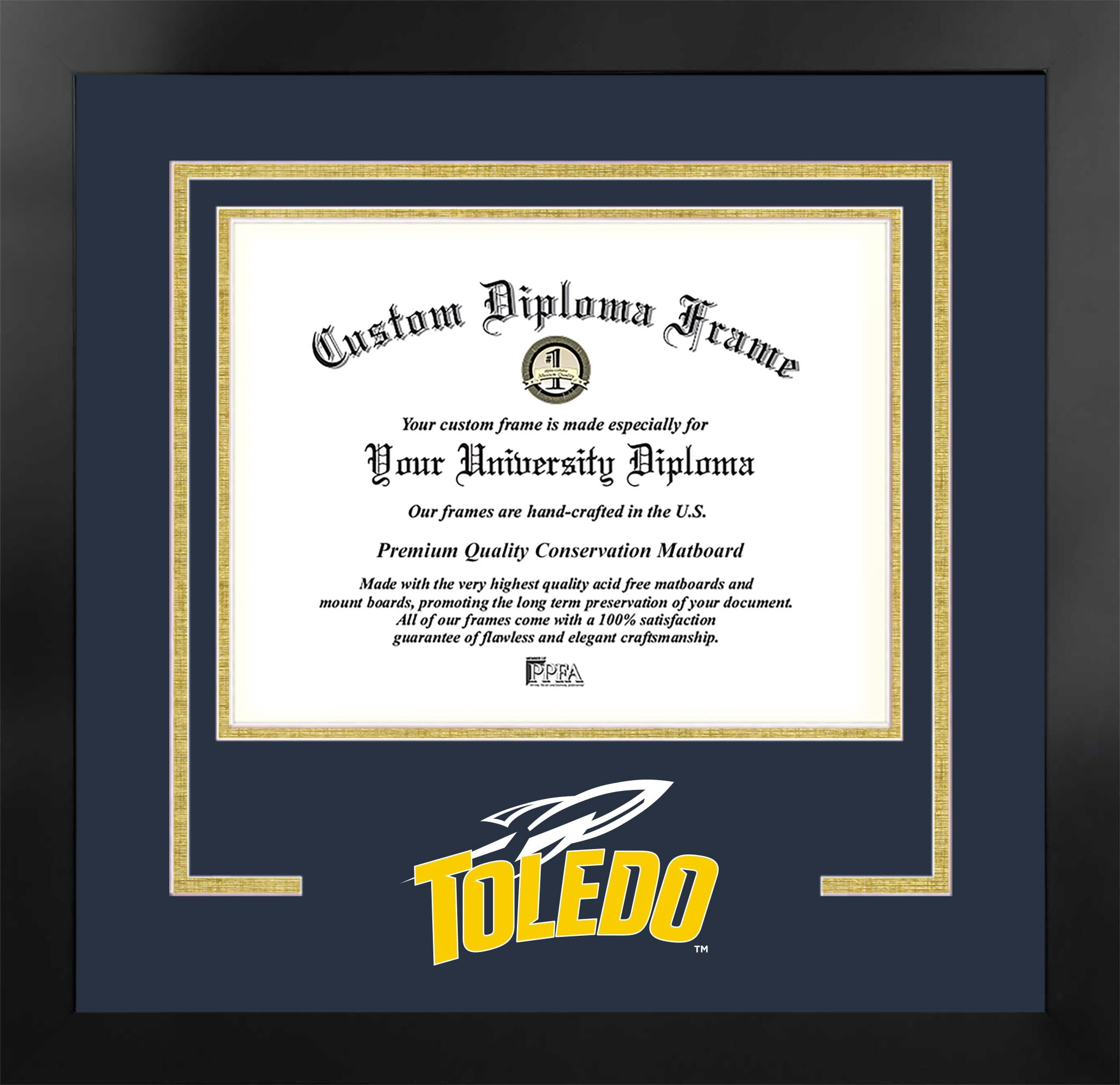 University of Toledo 14w x 11h Spirit Diploma Manhattan Black Frame with Bonus Campus Images Lithograph (value savings $59)