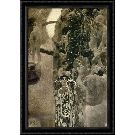 University of Vienna Ceiling Paintings (Medicine), final state 28x40 Large Black Ornate Wood Framed Canvas Art by Gustav Klimt