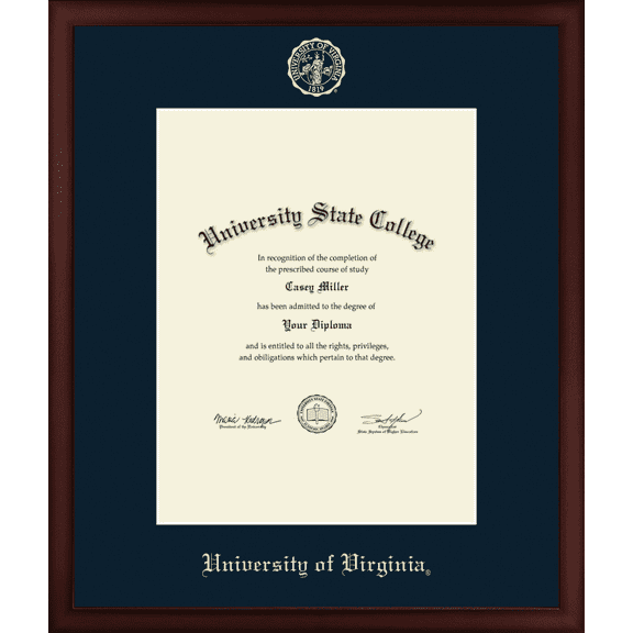University of Virginia Diploma Frame, Document Size 17" x 22"