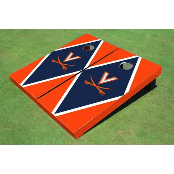 University of Virginia Navy And Orange Matching Diamond Cornhole Boards
