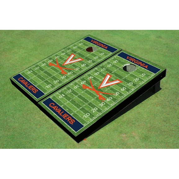 University of Virginia Navy Matching Football Field Custom Cornhole Board