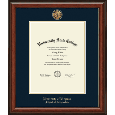 University of Virginia School of Architecture Diploma Frame, Document Size 17" x 22"