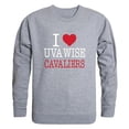 thumbnail image 1 of University of Virginias College at Wise Cavaliers I Love Crewneck Sweatshirt, Heather Grey - Large, 1 of 1