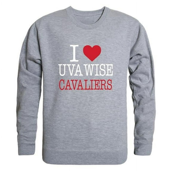 University of Virginias College at Wise Cavaliers I Love Crewneck Sweatshirt, Heather Grey - Large