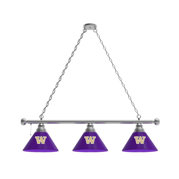 University of Washington 3 Shade Billiard Light with Chrome FIxture
