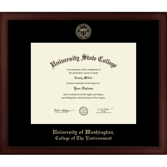University of Washington College of The Environment Diploma Frame, Document Size 11" x 8.5"
