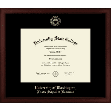University of Washington Foster School of Business Diploma Frame, Document Size 11" x 8.5"
