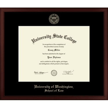 University of Washington School of Law Diploma Frame, Document Size 14" x 11"