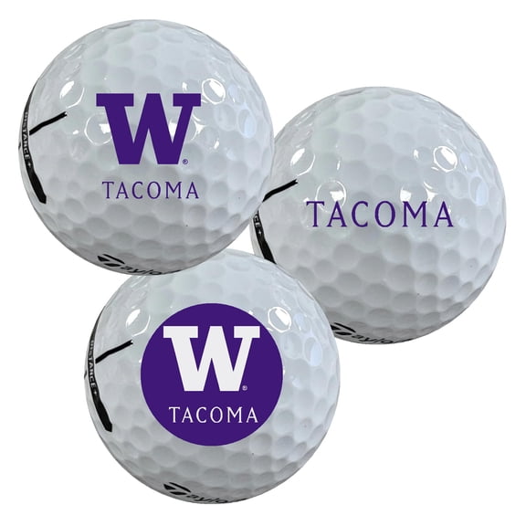 University of Washington - Tacoma Campus Huskies Logo Edition Officially Licensed NCAA Taylormade Distance+ Golf Balls 12-Pack (Dozen)