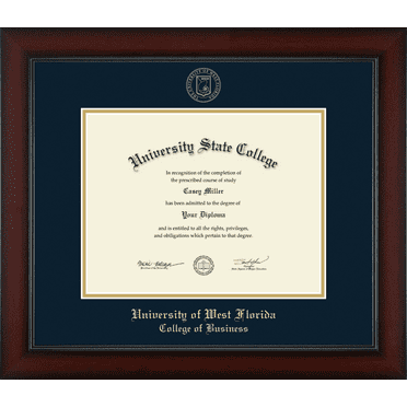 University of West Florida College of Business Diploma Frame, Document Size 11" x 8.5"