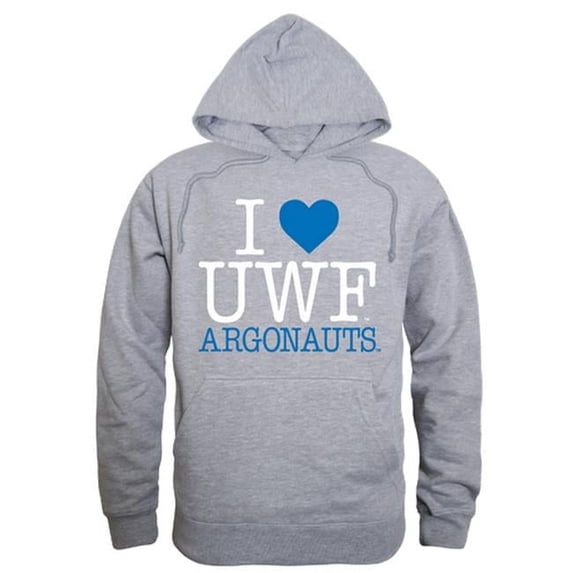 University of West Florida I Love Hoodie, Heather Grey - Medium