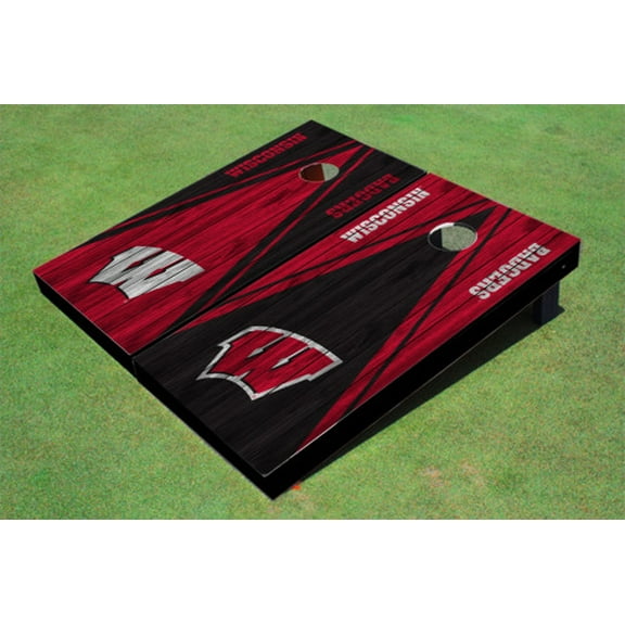University of Wisconsin Alternating Wood Look Triangle Cornhole Boards