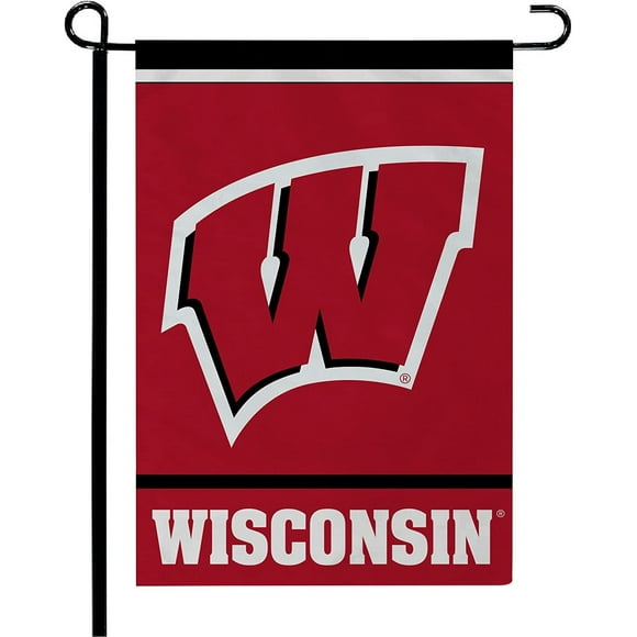 University of Wisconsin Badgers Double Sided Garden Flag Banner 12x18 Inch Solid Design