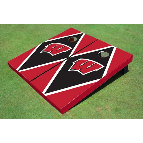 University of Wisconsin Black and Red Matching Diamond Cornhole Boards