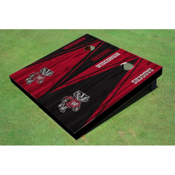 University of Wisconsin "Bucky" Alternating Wood Look Triangle Cornhole Boards