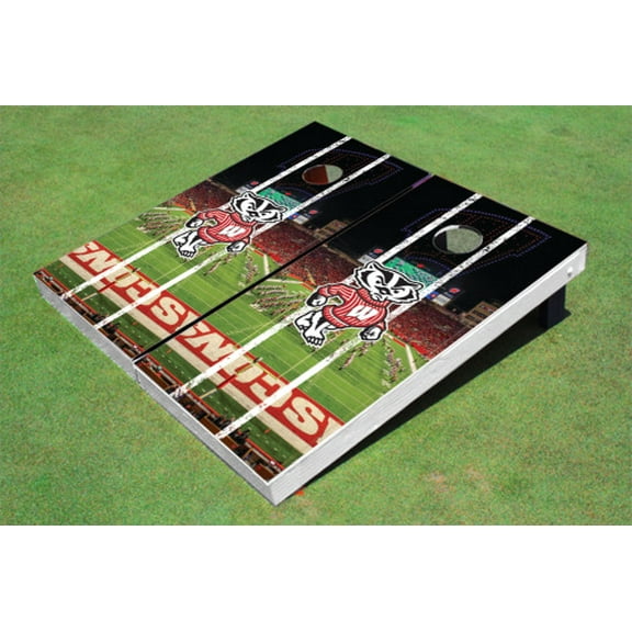 University of Wisconsin "Bucky" Stadium Long Stripe Themed Cornhole Boards