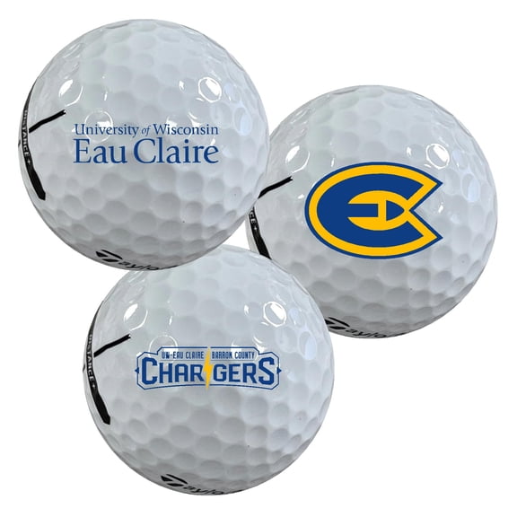University of Wisconsin Eau Claire Blugolds Logo Edition Officially Licensed NCAA Taylormade Distance+ Golf Balls 12-Pack (Dozen)