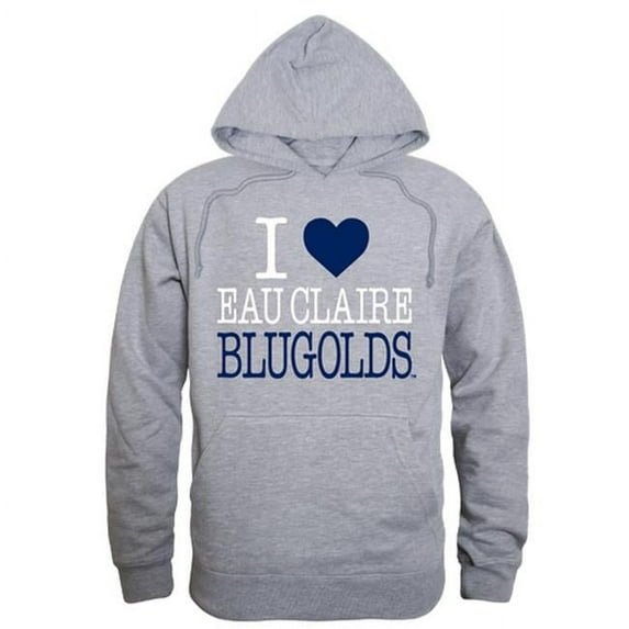 University of Wisconsin-Eau Claire I Love Hoodie, Heather Grey - Medium