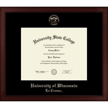 University of Wisconsin La Crosse Diploma Frame, Document Size 10" x 8"