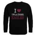 thumbnail image 1 of University of Wisconsin La Crosse Eagles I Love Crewneck Sweatshirt, Black - Large, 1 of 1