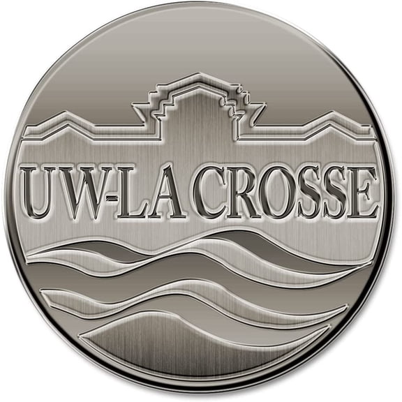University of Wisconsin La Crosse Eagles Solid Metal Auto Emblem Antique Nickel for Car/Truck/SUV
